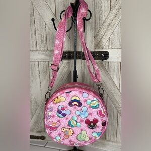 Pink Pattern Round Crossbody Bag handcrafted